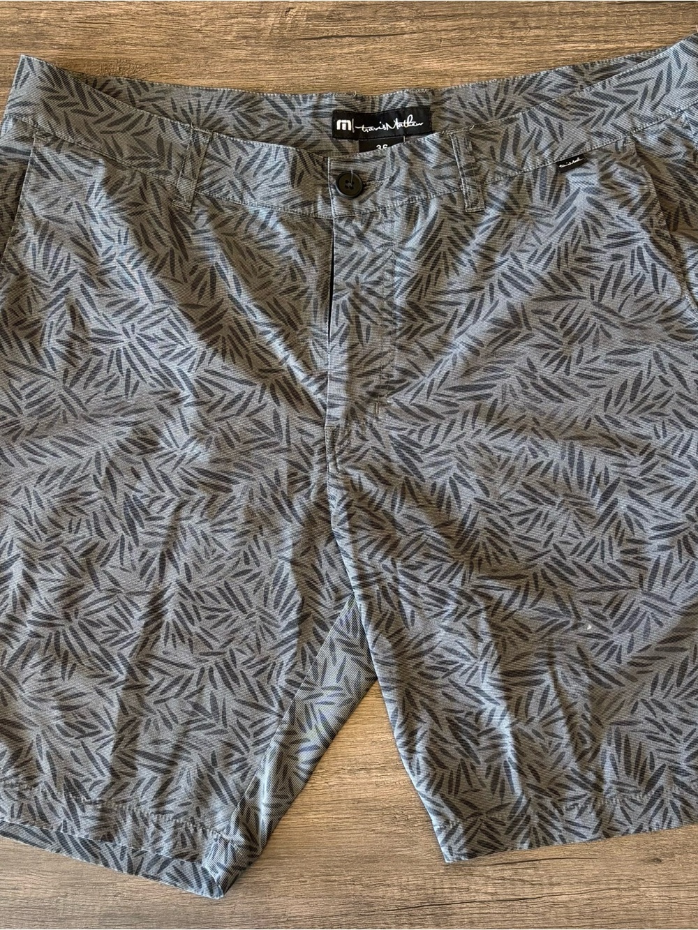 TravisMathew Gray Leaf-Print Performance Athletic Golf Shorts